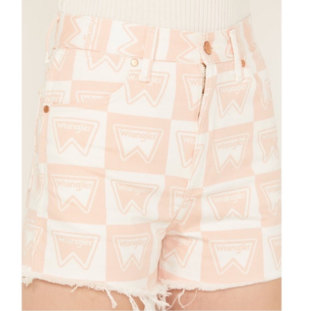 NWT Wrangler - Signature Logo Print Festival Cut Off High Rise Denim Shorts